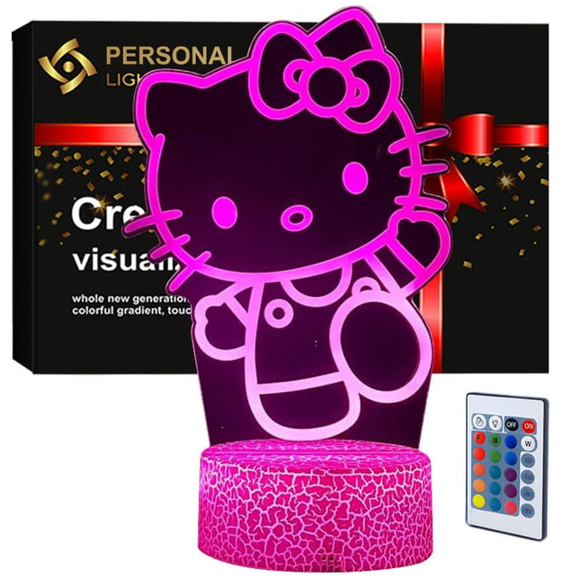 Lampka nocna LED 3D Hello Kitty – pilot, 16 kolorów, USB – zdjęcie produktu