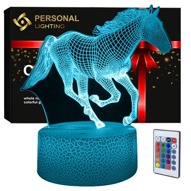 Lampka nocna LED 3D Koń – pilot, 16 kolorów, USB – zdjęcie produktu