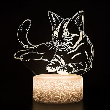 Lampka nocna LED 3D Kotek – pilot, 16 kolorów, USB – ujęcie produktu 2