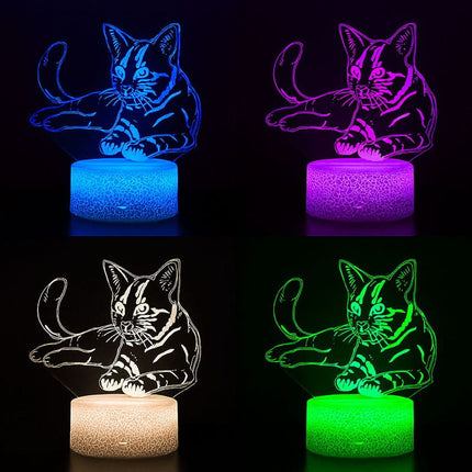 Lampka nocna LED 3D Kotek – pilot, 16 kolorów, USB – ujęcie produktu 4