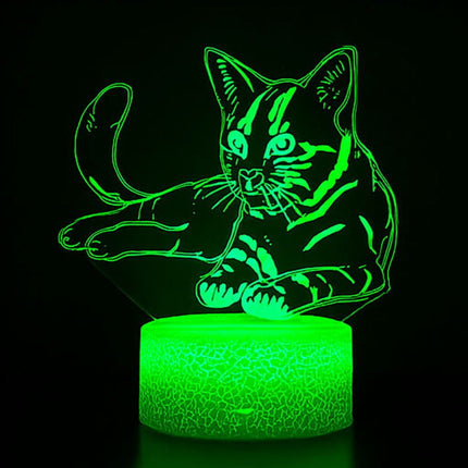 Lampka nocna LED 3D Kotek – pilot, 16 kolorów, USB – ujęcie produktu 5