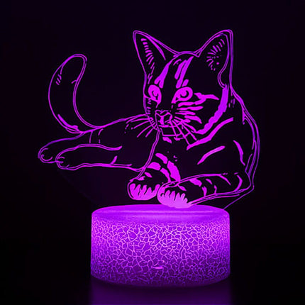 Lampka nocna LED 3D Kotek – pilot, 16 kolorów, USB – ujęcie produktu 6