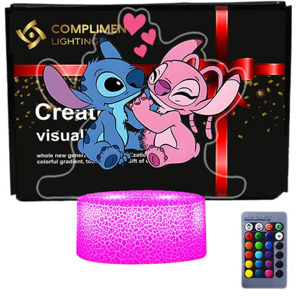 Lampka nocna LED 3D Lilo i Stitch z nadrukiem – pilot, 16 kolorów, USB – zdjęcie produktu