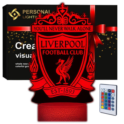 Lampka nocna LED 3D Liverpool FC – pilot, 16 kolorów, USB – zdjęcie produktu