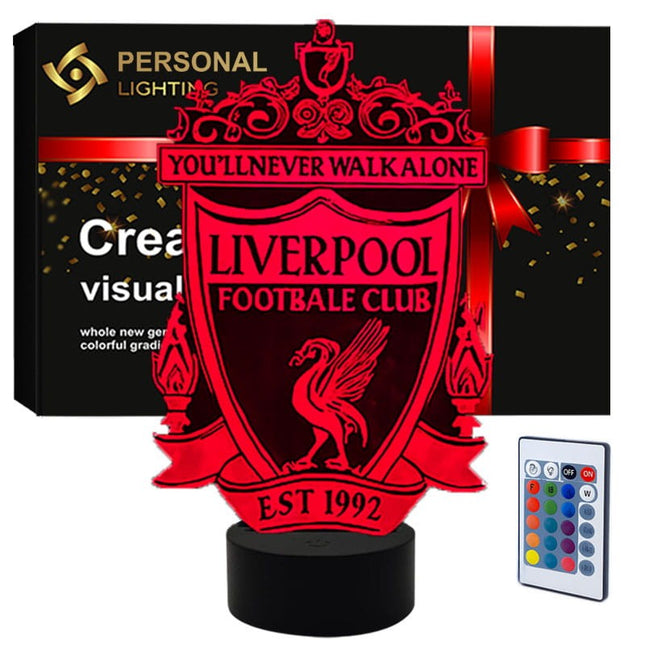 Lampka nocna LED 3D Liverpool FC – piłka – pilot, 16 kolorów, USB – zdjęcie produktu