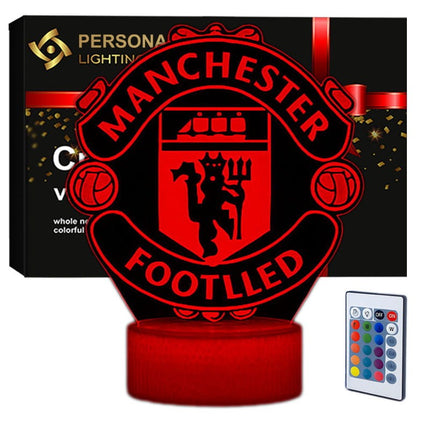 Lampka nocna LED 3D Manchester United – pilot, 16 kolorów, USB – zdjęcie produktu