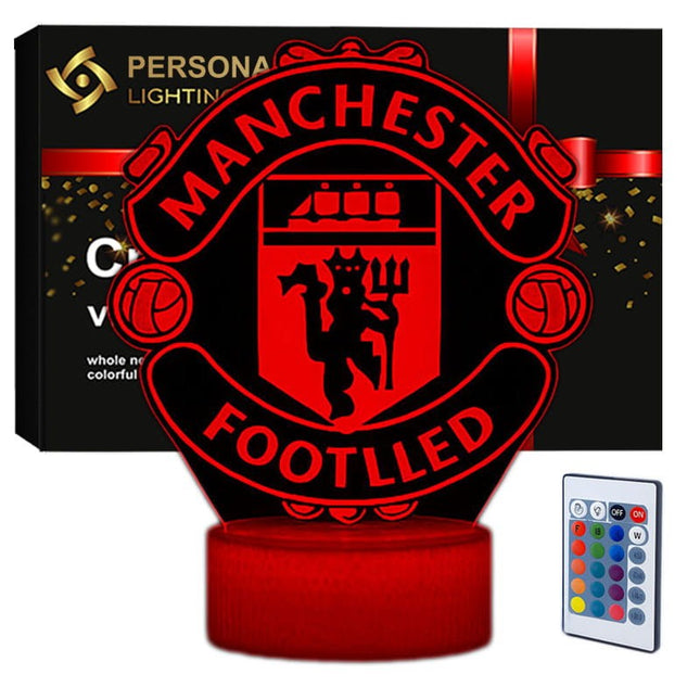Lampka nocna LED 3D Manchester United – pilot, 16 kolorów, USB – zdjęcie produktu