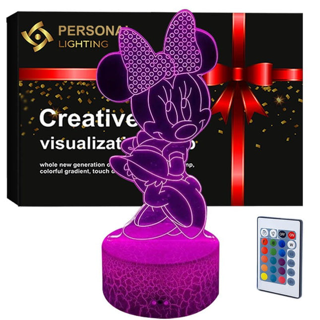 Lampka nocna LED 3D Myszka Minnie – pilot, 16 kolorów, USB – zdjęcie produktu