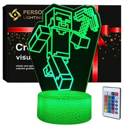 Lampka nocna LED 3D Minecraft – logo – pilot, 16 kolorów, USB – zdjęcie produktu