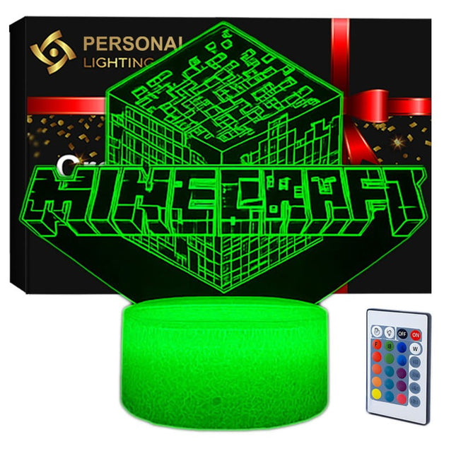 Lampka nocna LED 3D Minecraft – pilot, 16 kolorów, USB – zdjęcie produktu