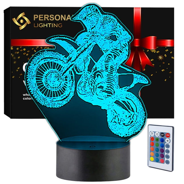 Lampka nocna LED 3D Motocyklista – pilot, 16 kolorów, USB – zdjęcie produktu