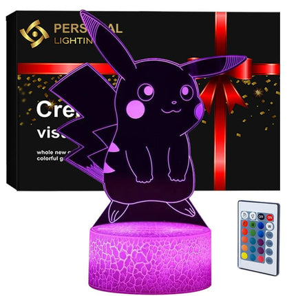 Lampka nocna LED 3D Pokémon – Pikachu – pilot, 16 kolorów, USB – zdjęcie produktu