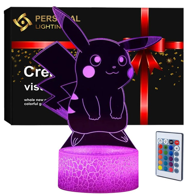 Lampka nocna LED 3D Pokémon – Pikachu – pilot, 16 kolorów, USB – zdjęcie produktu