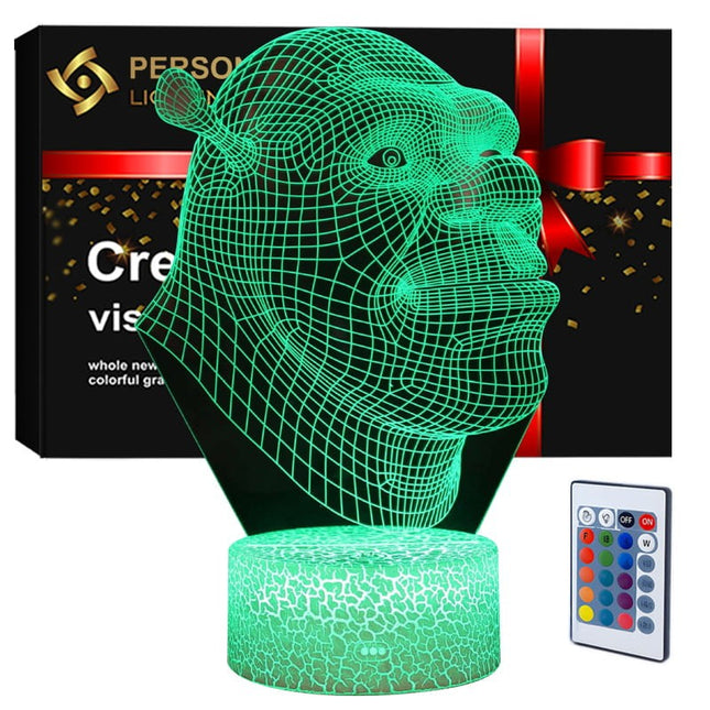 Lampka nocna LED 3D Shrek – pilot, 16 kolorów, USB – zdjęcie produktu