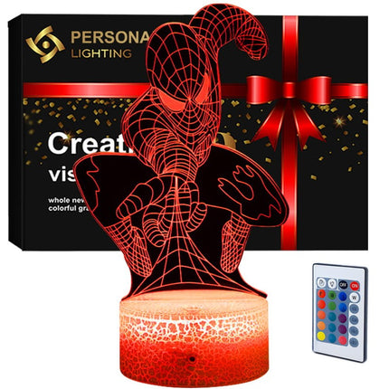 Lampka nocna LED 3D Spider-Man – pilot, 16 kolorów, USB – zdjęcie produktu