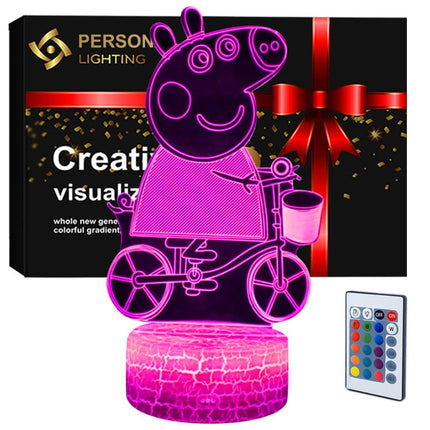 Lampka nocna LED 3D Świnka Peppa – pilot, 16 kolorów, USB – zdjęcie produktu