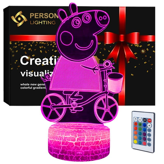 Lampka nocna LED 3D Świnka Peppa – pilot, 16 kolorów, USB – zdjęcie produktu