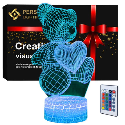 Lampka nocna LED 3D Miś Teddy – pilot, 16 kolorów, USB – zdjęcie produktu