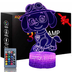 Lampka nocna LED 3D Psi Patrol – pilot, 16 kolorów, USB – zdjęcie produktu
