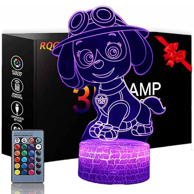 Lampka nocna LED 3D Psi Patrol – pilot, 16 kolorów, USB – zdjęcie produktu