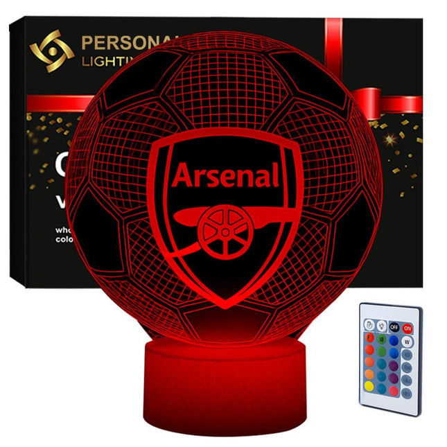 Lampka nocna LED 3D Arsenal FC – piłka – pilot, 16 kolorów, USB – zdjęcie produktu