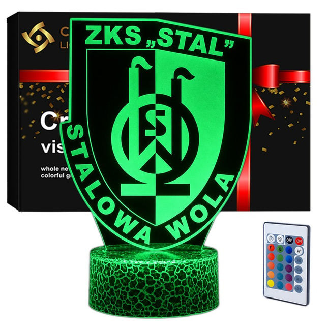 Lampka nocna LED 3D Stal Stalowa Wola – pilot, 16 kolorów, USB – zdjęcie produktu