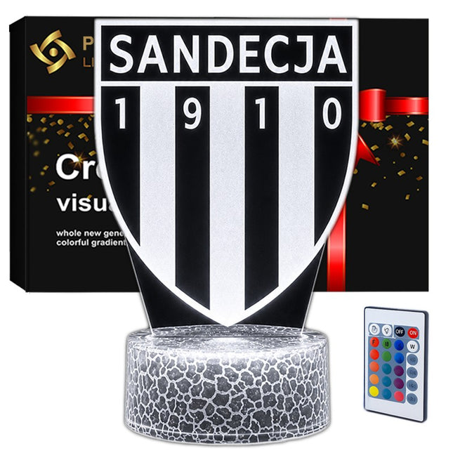 Lampka nocna LED 3D Sandecja Nowy Sącz – pilot, 16 kolorów, USB – zdjęcie produktu
