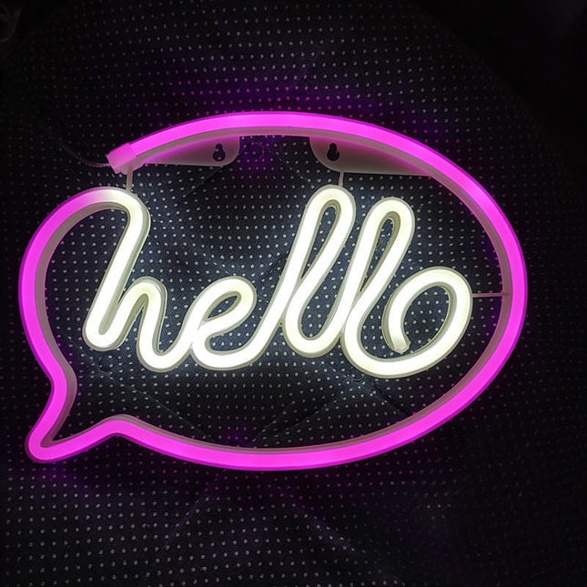 Neon LED Hello na ścianę – 30 × 21 cm, USB/baterie – ujęcie produktu 2