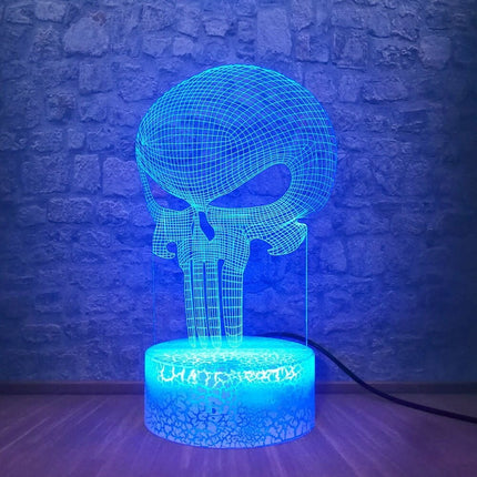 Lampka nocna LED 3D Czaszka Punisher – pilot – zdjęcie produktu