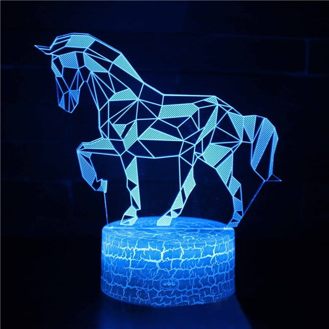Lampka nocna LED 3D Koń – pilot, 16 kolorów, USB – zdjęcie produktu