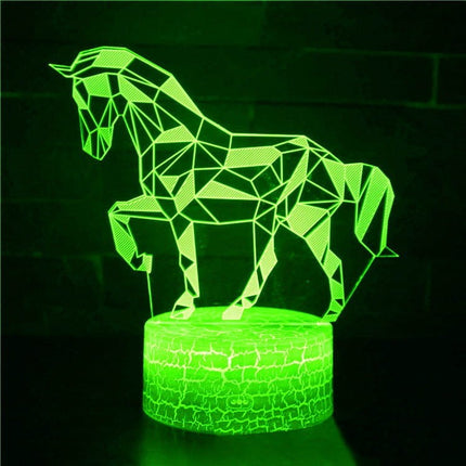 Lampka nocna LED 3D Koń – pilot, 16 kolorów, USB – zdjęcie produktu