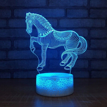 Lampka nocna LED 3D Koń – pilot, 16 kolorów, USB – zdjęcie produktu