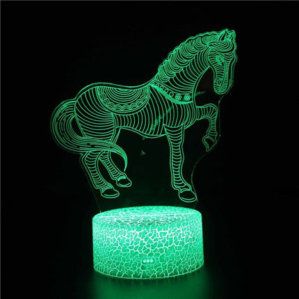 Lampka nocna LED 3D Koń – pilot, 16 kolorów, USB – zdjęcie produktu