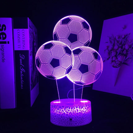 Lampka nocna LED 3D Piłka nożna – 3 piłki – pilot, USB – zdjęcie produktu