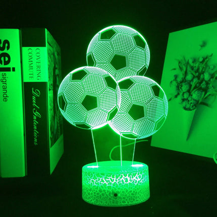 Lampka nocna LED 3D Piłka nożna – 3 piłki – pilot, USB – zdjęcie produktu