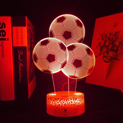 Lampka nocna LED 3D Piłka nożna – 3 piłki – pilot, USB – zdjęcie produktu