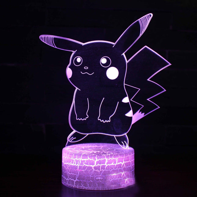 Lampka nocna LED 3D Pokémon – Pikachu – pilot, 16 kolorów, USB – zdjęcie produktu