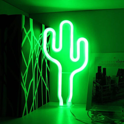 Neon LED Kaktus na ścianę – 26 × 14,5 cm, USB/baterie – zdjęcie produktu
