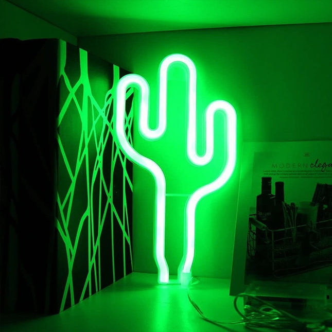 Neon LED Kaktus na ścianę – 26 × 14,5 cm, USB/baterie – zdjęcie produktu