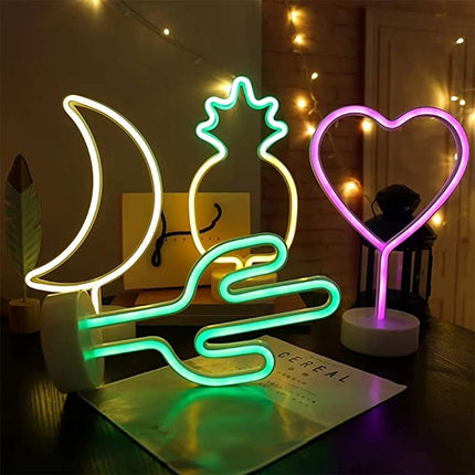 Neon LED Kaktus na ścianę – 26 × 14,5 cm, USB/baterie – zdjęcie produktu