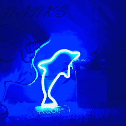 Neon LED Delfin na ścianę – 26 × 17,5 cm, USB/baterie – zdjęcie produktu