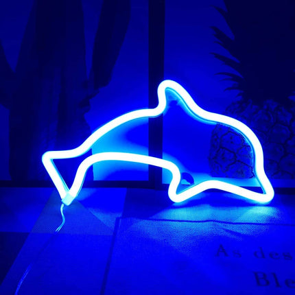 Neon LED Delfin na ścianę – 26 × 17,5 cm, USB/baterie – zdjęcie produktu