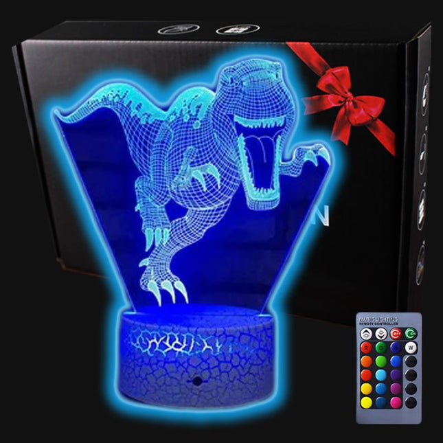 Lampka nocna LED 3D Dinozaur T-Rex – pilot, USB – zdjęcie produktu