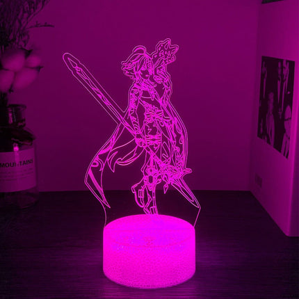Lampka nocna LED 3D Genshin Impact Anime – pilot, 16 kolorów, USB – zdjęcie produktu