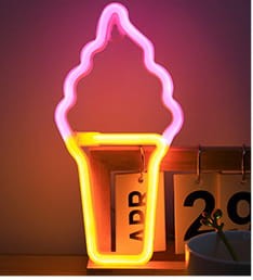 Neon LED Lody na ścianę – 27 × 17 cm, USB/baterie – zdjęcie produktu