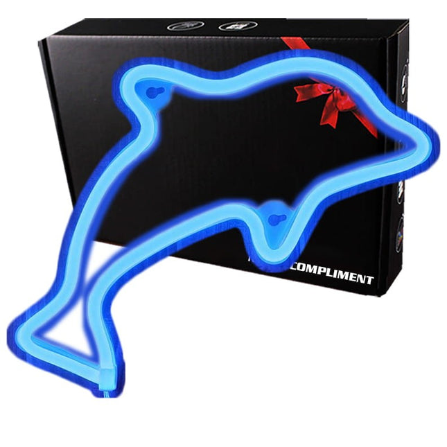 Neon LED Delfin na ścianę – 26 × 17,5 cm, USB/baterie – zdjęcie produktu
