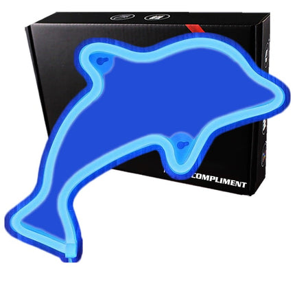Neon LED Delfin na ścianę – 26 × 17,5 cm, USB/baterie – zdjęcie produktu