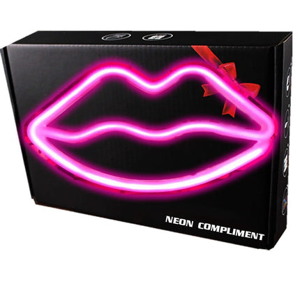 Neon LED Różowe usta na ścianę – 28 × 15,5 cm, USB/baterie – zdjęcie produktu