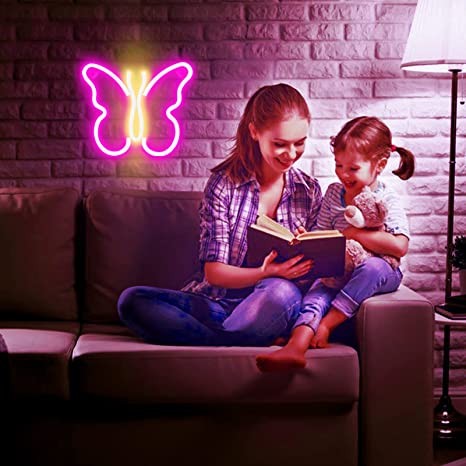 Neon LED Motyl na ścianę – 24 × 19 cm, USB/baterie – zdjęcie produktu
