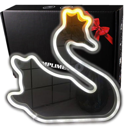 Neon LED Łabędź na ścianę – 33 × 33 cm, USB/baterie – zdjęcie produktu